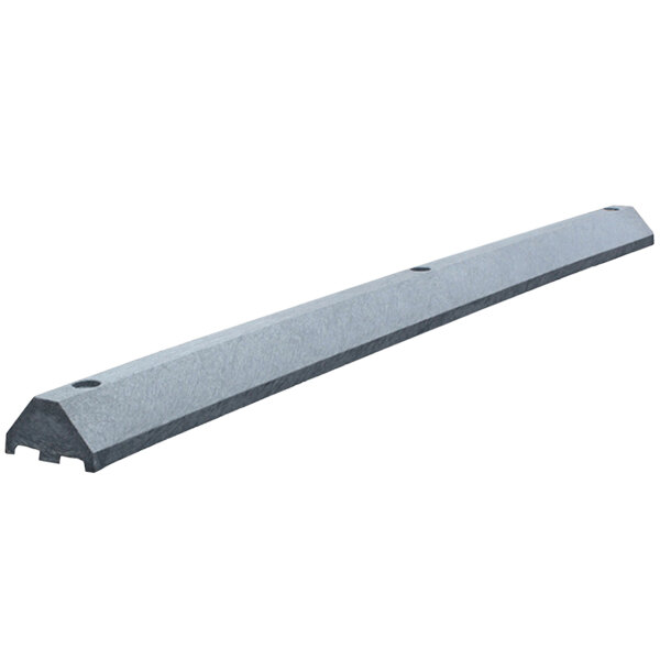 An Ultra charcoal gray plastic rectangular parking block with holes.