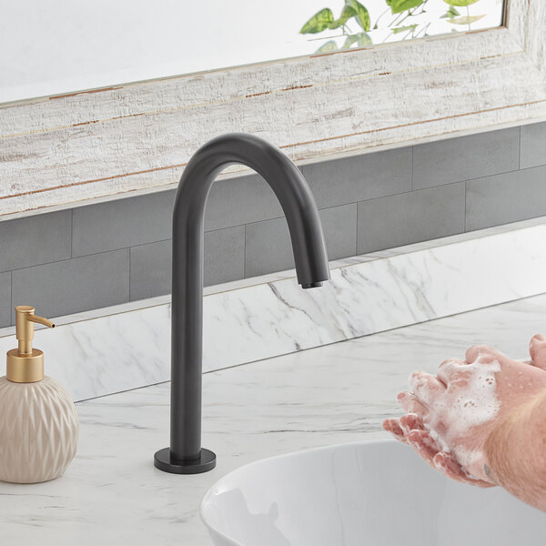 Waterloo Deck Mount Matte Black HandsFree Sensor Faucet with 6 1/2