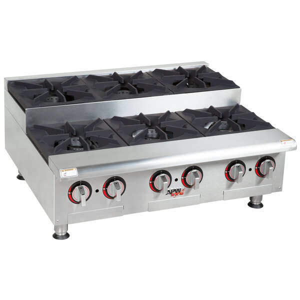 APW Wyott GHPS6i StepUp Six Burner Countertop Range