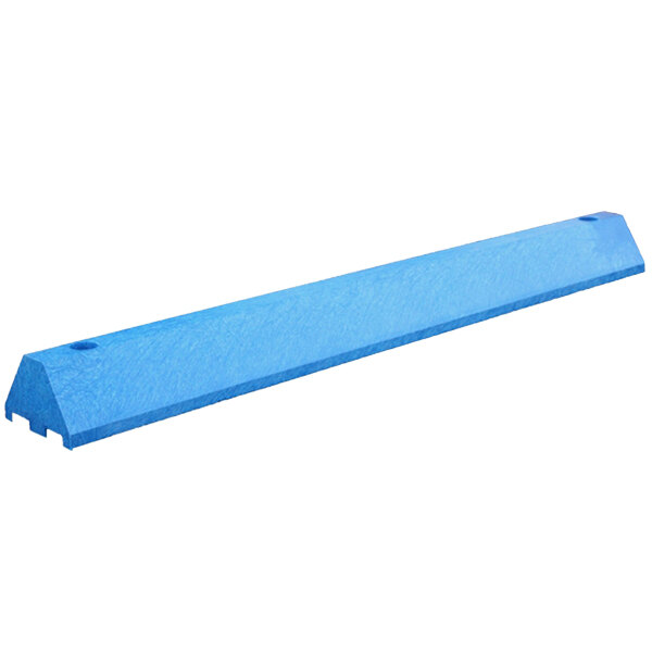 A blue rectangular piece of plastic with holes.