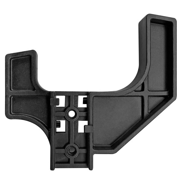 A black plastic Amana actuator switch bracket with two holes.