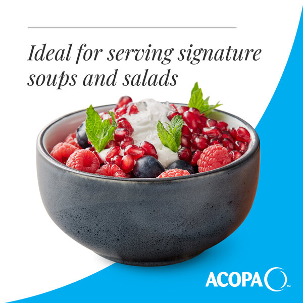 A 10 oz. midnight blue matte stoneware bowl by Acopa, suitable for serving soups and salads.