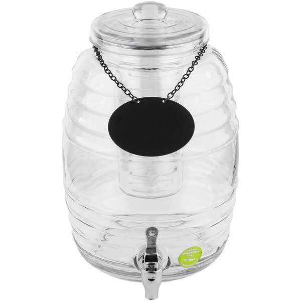 Tablecraft 2.5 Gallon Beehive Glass Beverage Dispenser with Chalkboard