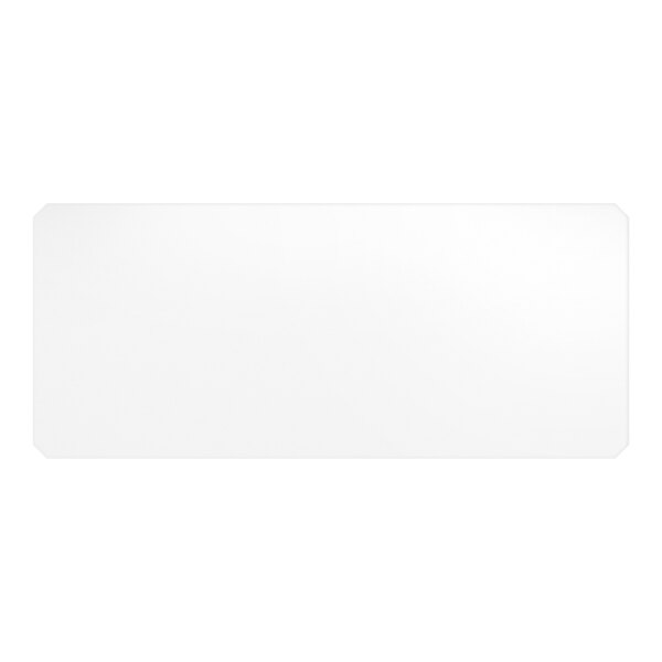 A clear PVC shelf liner measuring 18 inches by 42 inches with slightly rounded corners.