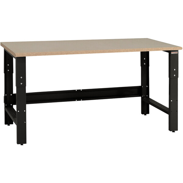A BenchPro Roosevelt workbench with a black frame and beige top.