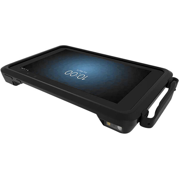 A Zebra ET51 rugged Android tablet with a black case on a table.