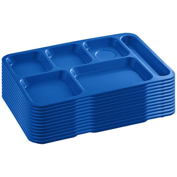 6 Compartment Meal Tray in Steel Blue