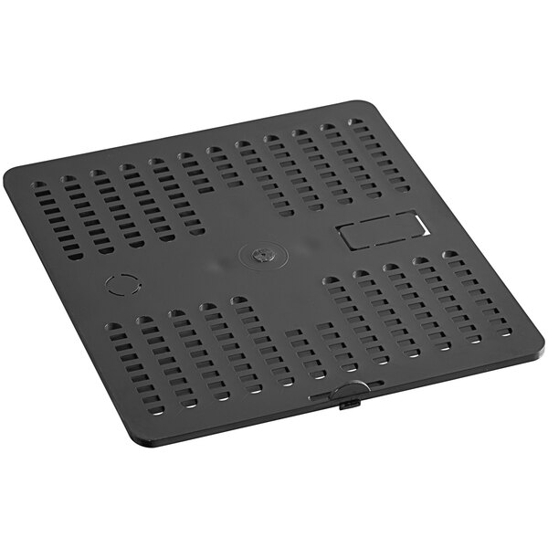 A black Narvon grid cover for slushy machines with holes in it.