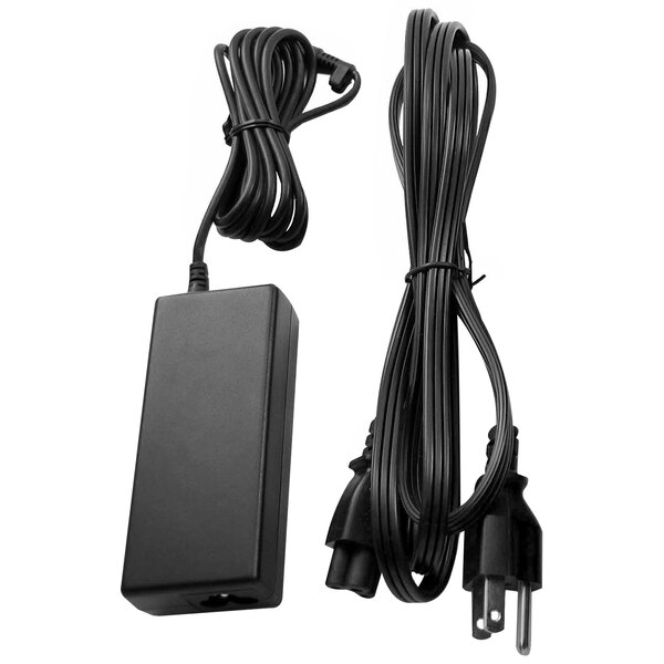 A black rectangular DT Research AC/DC power adapter with a black power cord.