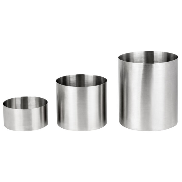 Tablecraft RR3 3 Piece Round Stainless Steel Nesting Riser Set