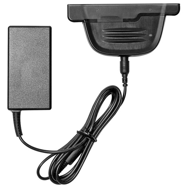 A black DT Research battery charger with a cord attached.