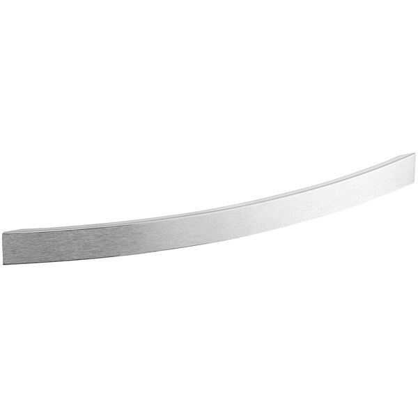 A stainless steel curved handle.