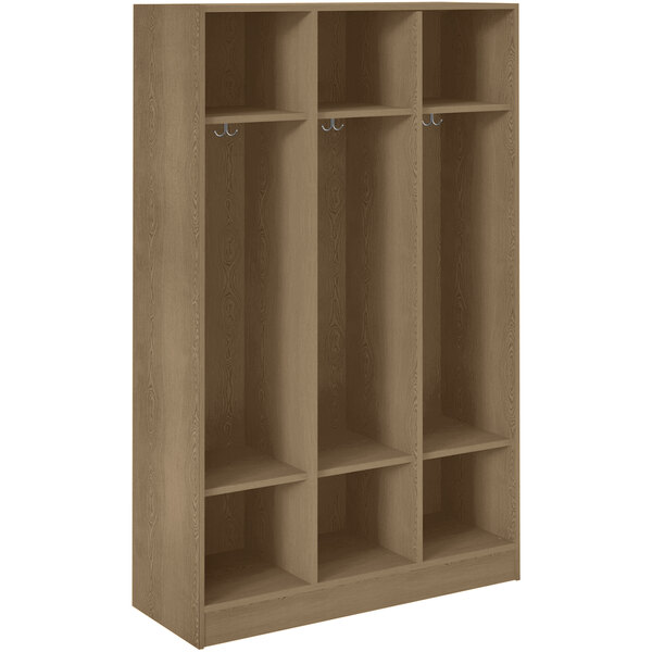 I.D. Systems 45" x 18" x 72" Roman Walnut Triple Storage Locker with Two Shelves 79016 Z45 021