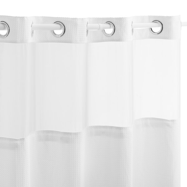 Hookless HBH89MYS01SL77 Reflection White Shower Curtain with FlexOn
