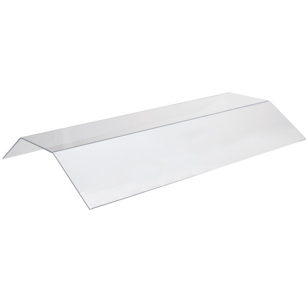 A clear plastic shelf with a curved edge.
