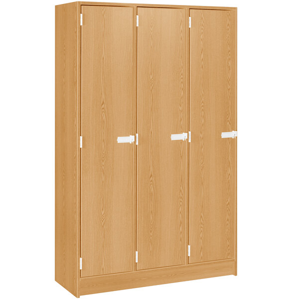 I.D. Systems 45" x 18" x 72" Maple Triple Door Storage Locker with Two
