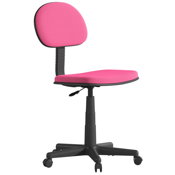 A Flash Furniture dark pink office chair with black wheels and a black base.