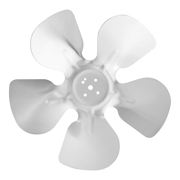 A white Avantco condenser fan blade with four blades and holes.