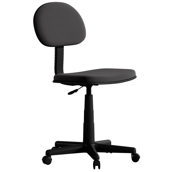 A Flash Furniture black office chair with wheels and a black mesh backrest.