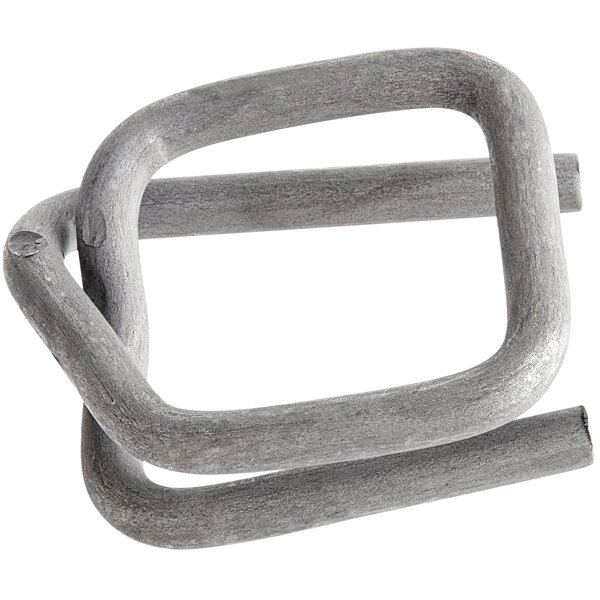 A close-up of a Lavex heavy-duty metal wire buckle for strapping.