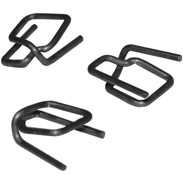 Three Lavex galvanized clear wire buckles for cord strapping.