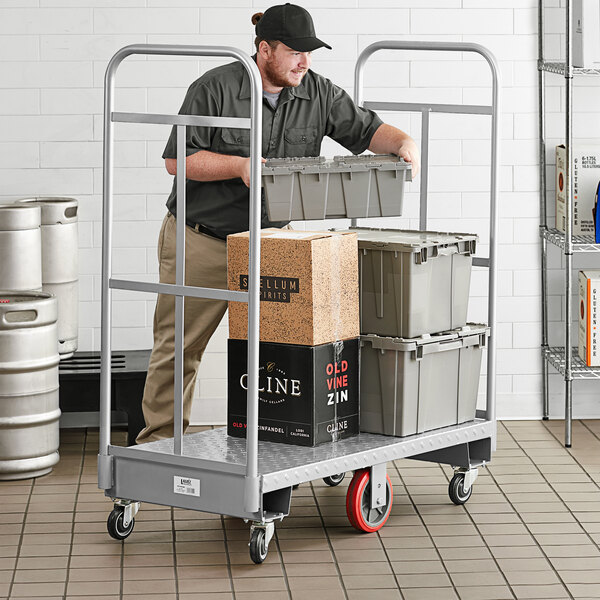 Lavex 24" x 48" HeavyDuty Steel UBoat Utility Cart 2000 lb. Capacity