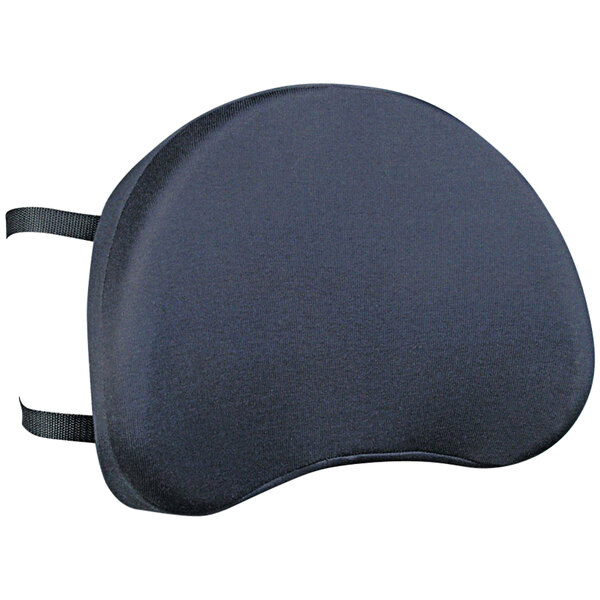 A black cushion with straps for a Kantek deluxe backrest.