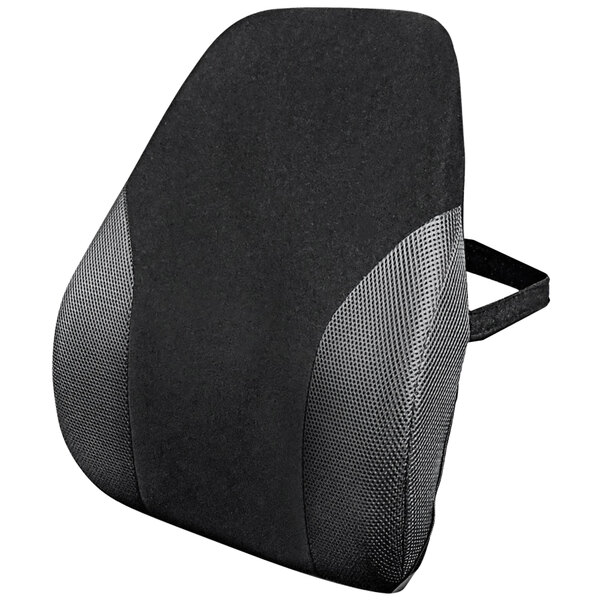 A black and grey memory foam backrest with a grey back.