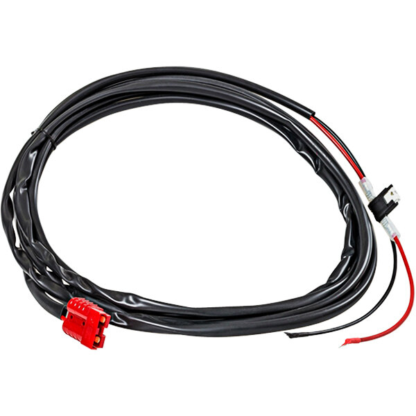 A black wire with a red connector.