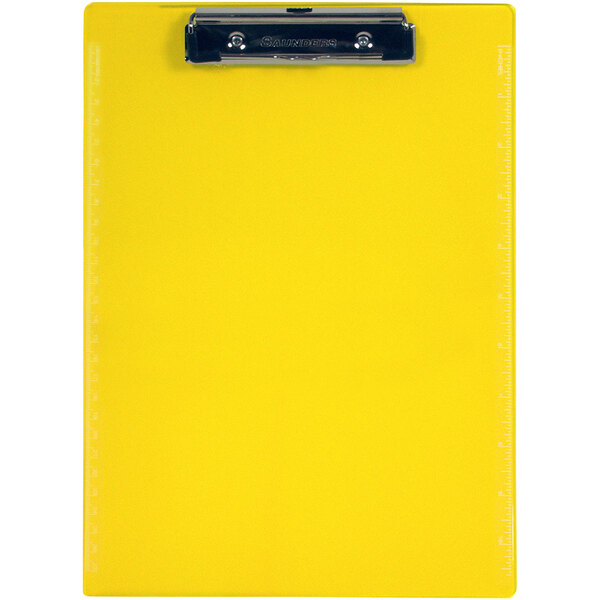 A neon yellow Saunders clipboard with a black clip.