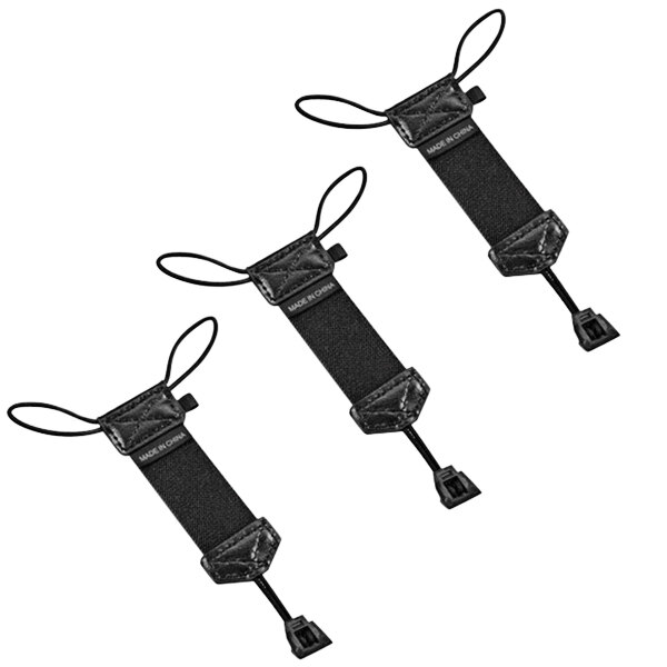A pack of three black Honeywell hand straps with a black cord attached.