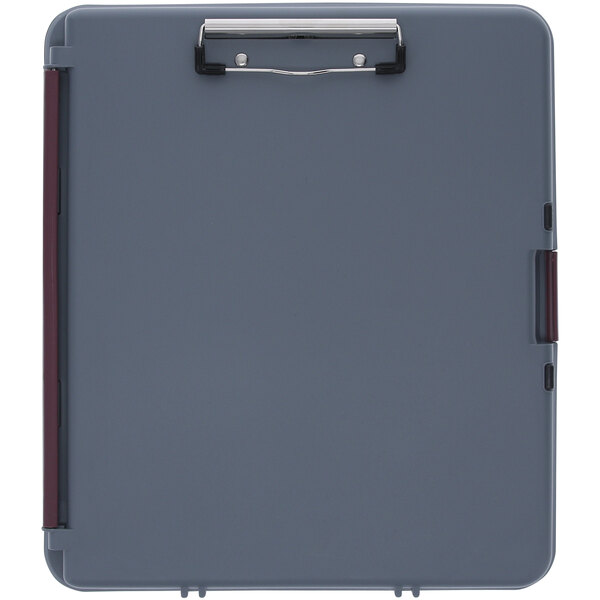 A grey Saunders RingMate clipboard with a red handle.