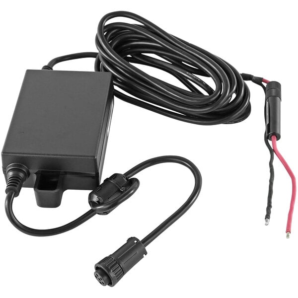 A black Zebra battery eliminator power supply with wires and a black rectangle.