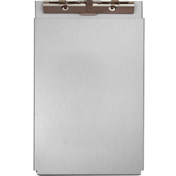 A white rectangular Saunders aluminum clipboard with a metal hinge.