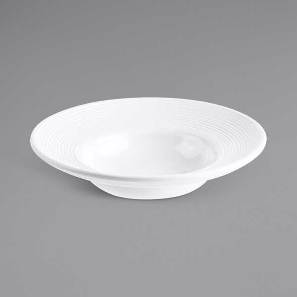 Tablecraft Pulito 14 oz. White Embossed Wide Rim Melamine Pasta Bowl