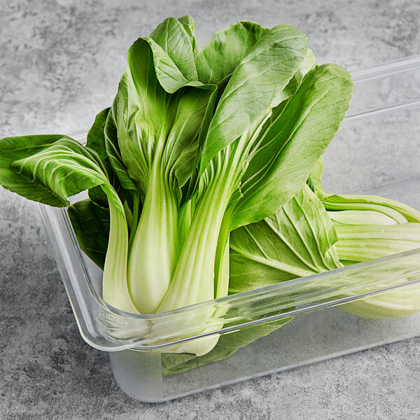 A bowl of fresh baby bok choy on a counter.
