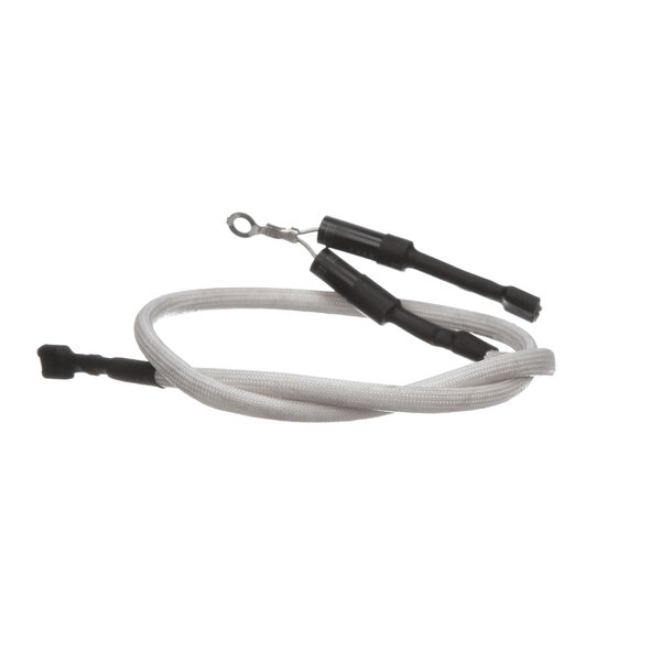 A white cable with black and white wires.