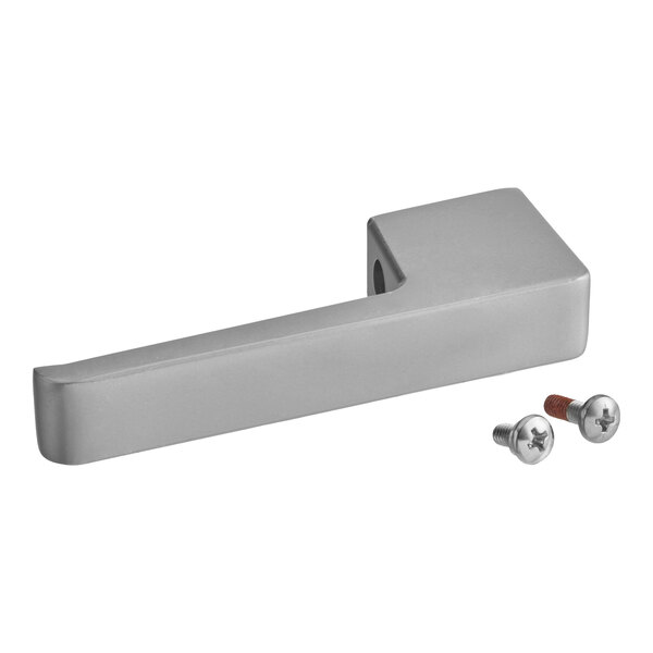 A silver door handle with two screws, designed for medium-duty commercial microwaves.