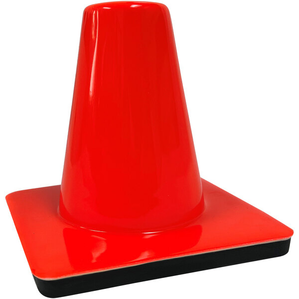 A red 6" traffic cone on a black base.