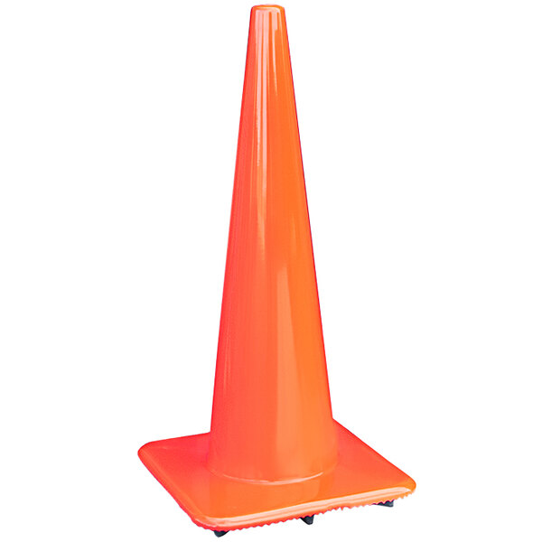 An orange traffic cone.