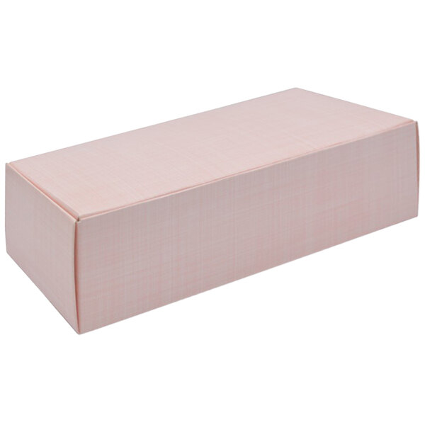 8 7/8" x 3 3/4" x 2 3/8" 1-Piece 2 lb. Pink Linen Candy Box - 250/Case