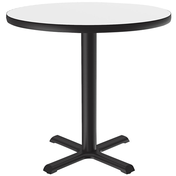 Correll 48″ Round White Finish Bar Height High-Pressure Dry Erase Board Top Cafe / Breakroom Table
