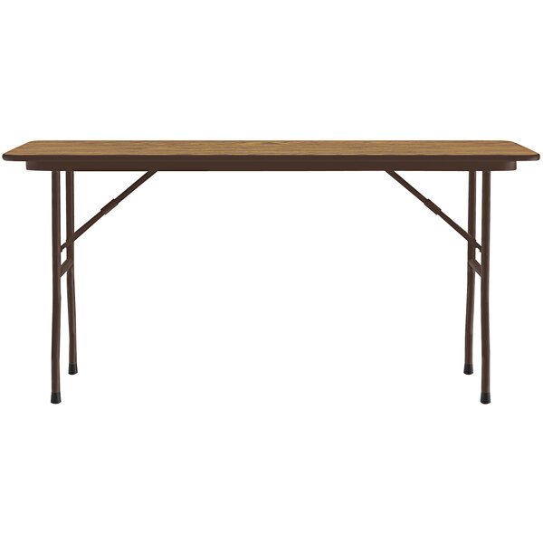 Correll 18" x 96" Medium Oak ThermalFused Laminate Top Folding Table