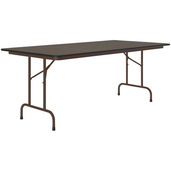Correll 36" x 72" Walnut ThermalFused Laminate Top Folding Table with