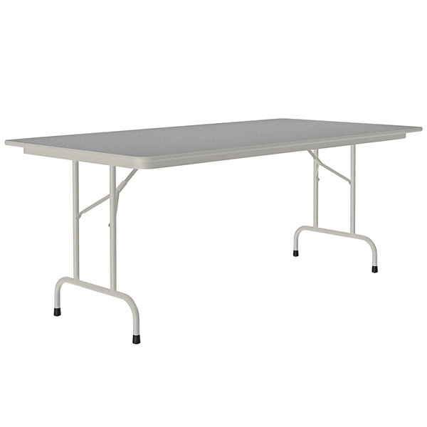 A rectangular Correll folding table with a gray frame.