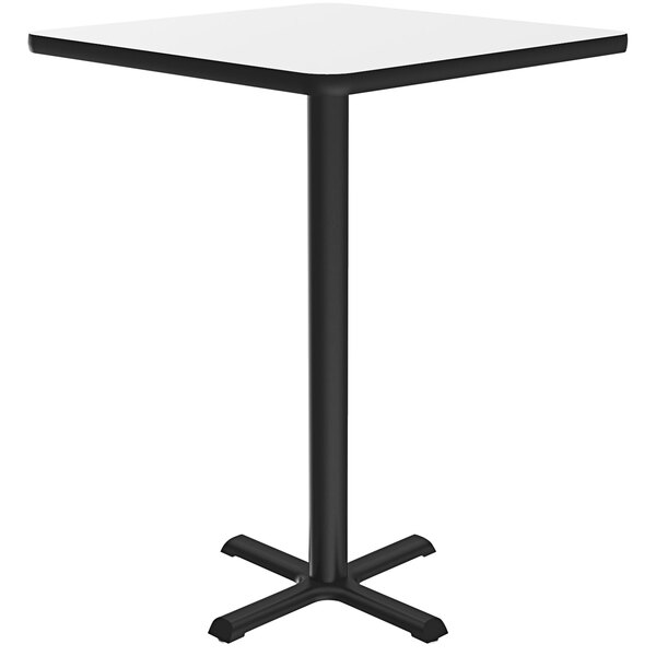 Correll 30″ Square White Finish Bar Height High-Pressure Dry Erase Board Top Cafe / Breakroom Table