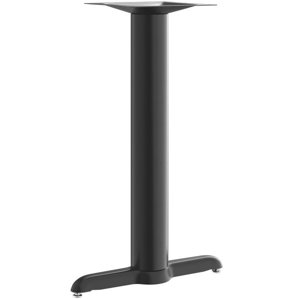 A black Lancaster Table & Seating counter height column table base.