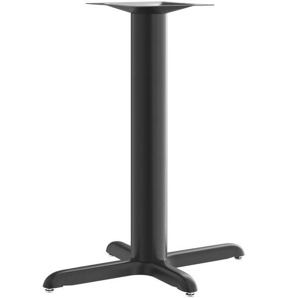 A Lancaster Table & Seating black steel counter height table base with a pedestal column.