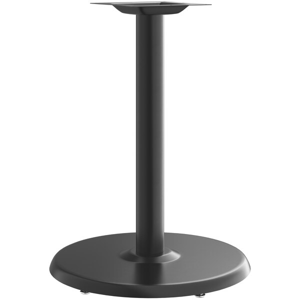 A Lancaster Table & Seating black round table base with a black pole.