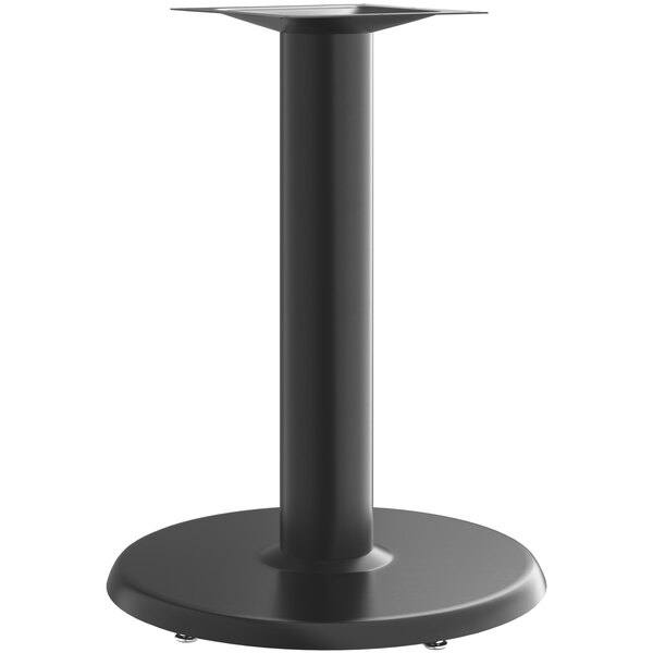 A Lancaster Table & Seating black metal column table base with a round bottom.